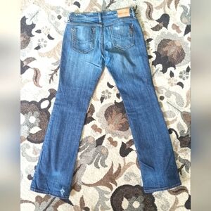 Fresh Ink Blue Jeans Women's 30 Kami Slim Bootcut Distressed Denim Pants